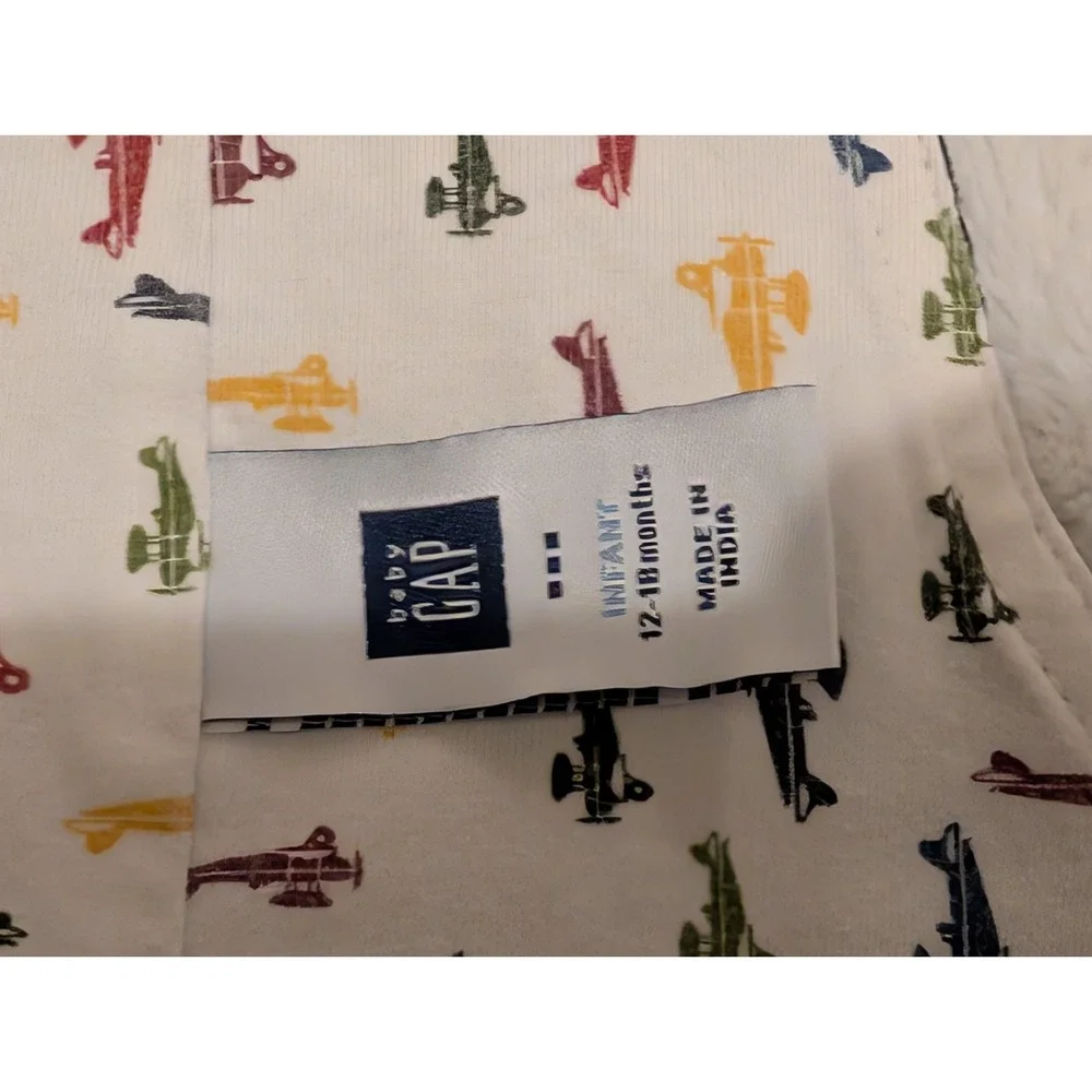 Vtg Baby GAP Y2K Soft Corduroy Navy Overalls & One Piece Airplane Shirt 12-18 mo